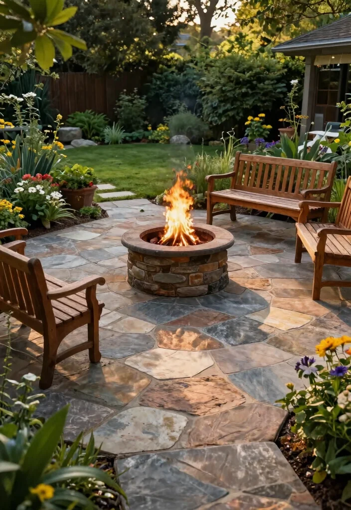 9 Elegant Fire Pit Concepts: Backyard Paver Patterns to Try 27 9 Elegant Fire Pit Concepts Backyard Paver Patterns to Try 7. Natural Flagstone Pavers 0