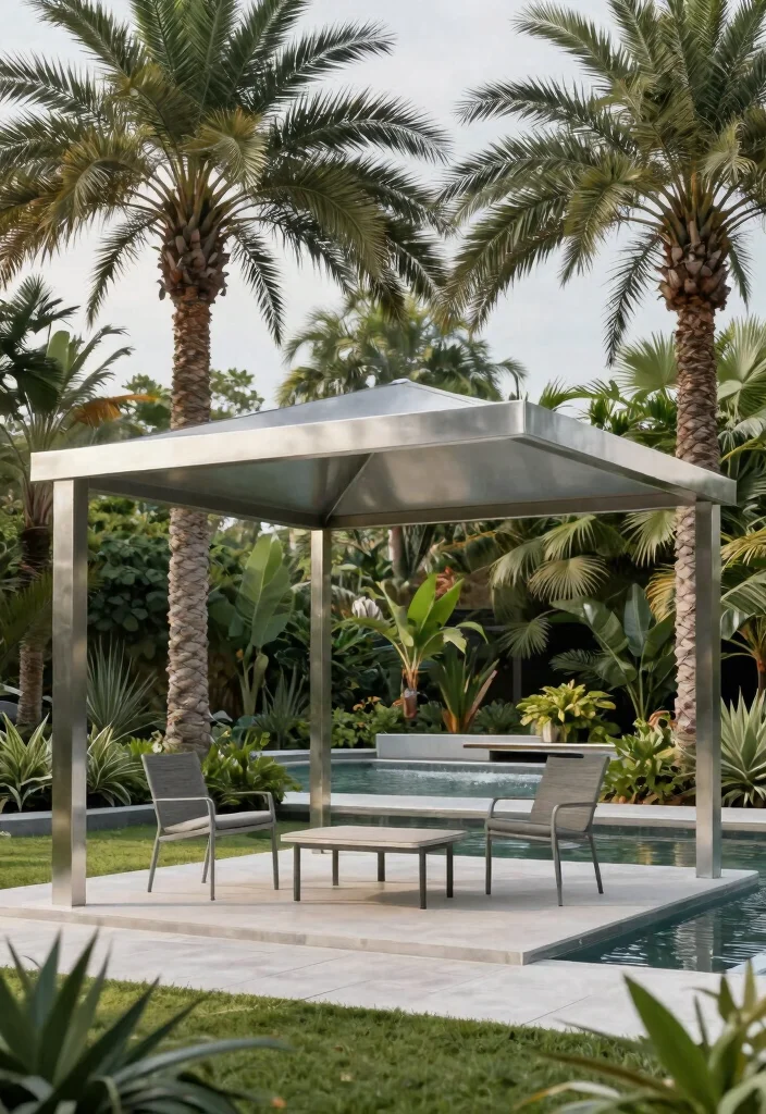 9 Exotic Tropical Gazebo Ideas Surrounded by Palm Trees 2. Modern Minimalist Gazebo 0