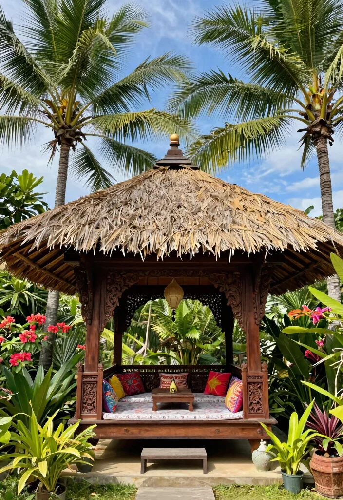 9 Exotic Tropical Gazebo Ideas Surrounded by Palm Trees 3. Traditional Balinese Gazebo 0