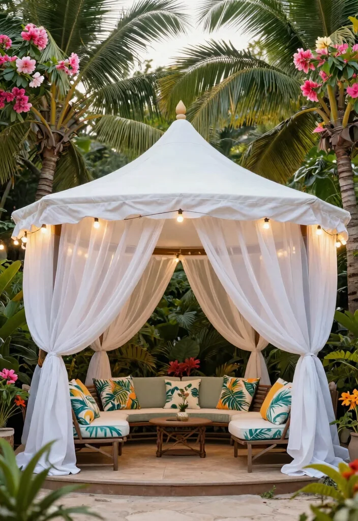9 Exotic Tropical Gazebo Ideas Surrounded by Palm Trees 4. Tropical Canopy Gazebo 0
