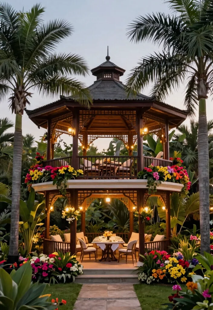 9 Exotic Tropical Gazebo Ideas Surrounded by Palm Trees 5. Multi Level Gazebo Design 0