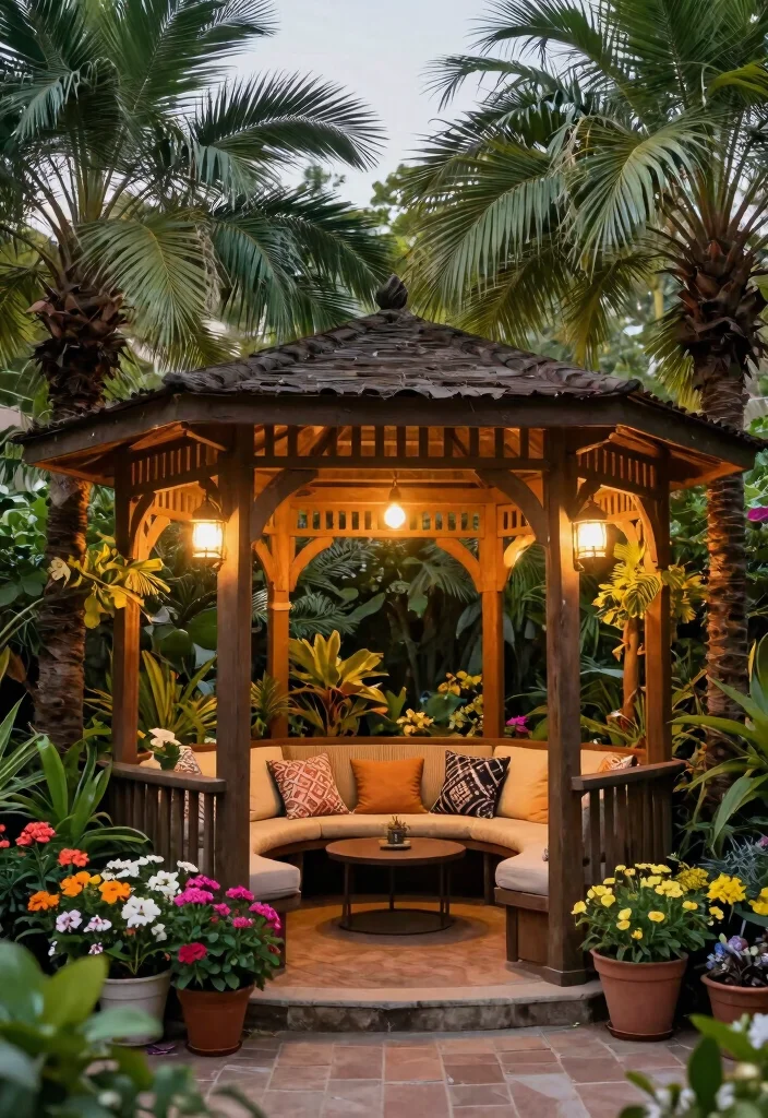 9 Exotic Tropical Gazebo Ideas Surrounded by Palm Trees 9. Cozy Corner Gazebo 0