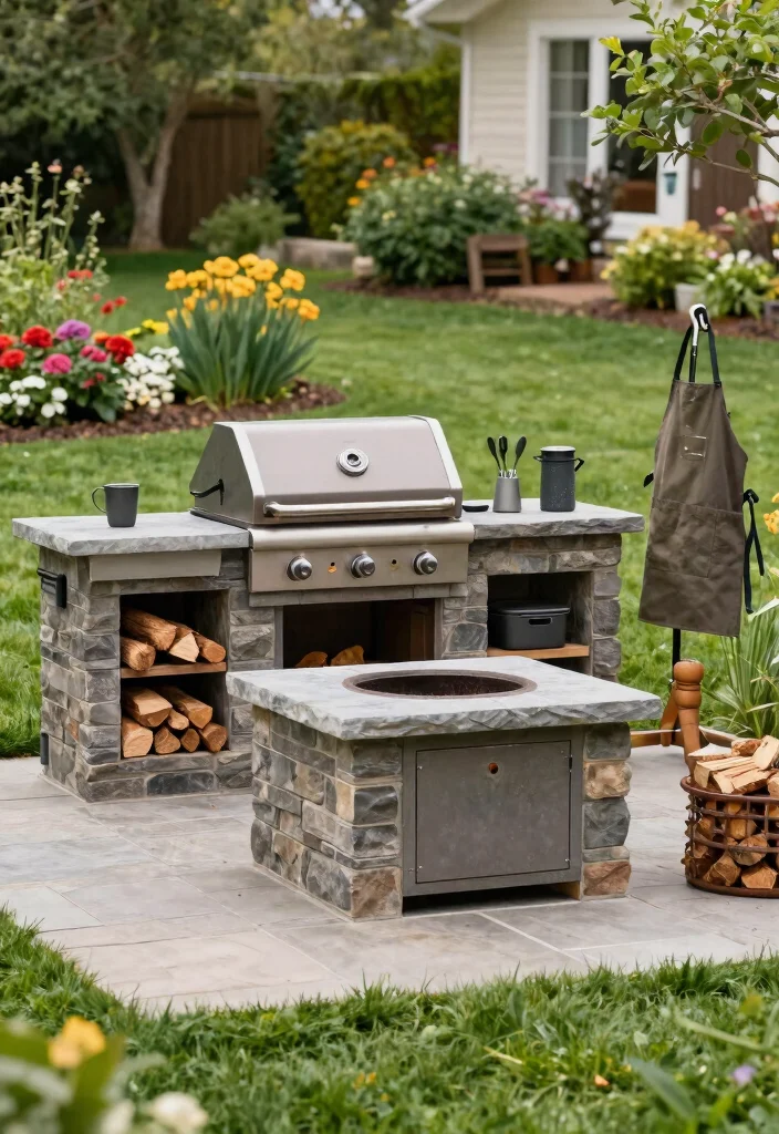9 Functional Fire Pit Grill Ideas for BBQ Lovers 16 9 Functional Fire Pit Grill Ideas for BBQ Lovers 6. Fire Pit Grill with Built in Storage 0