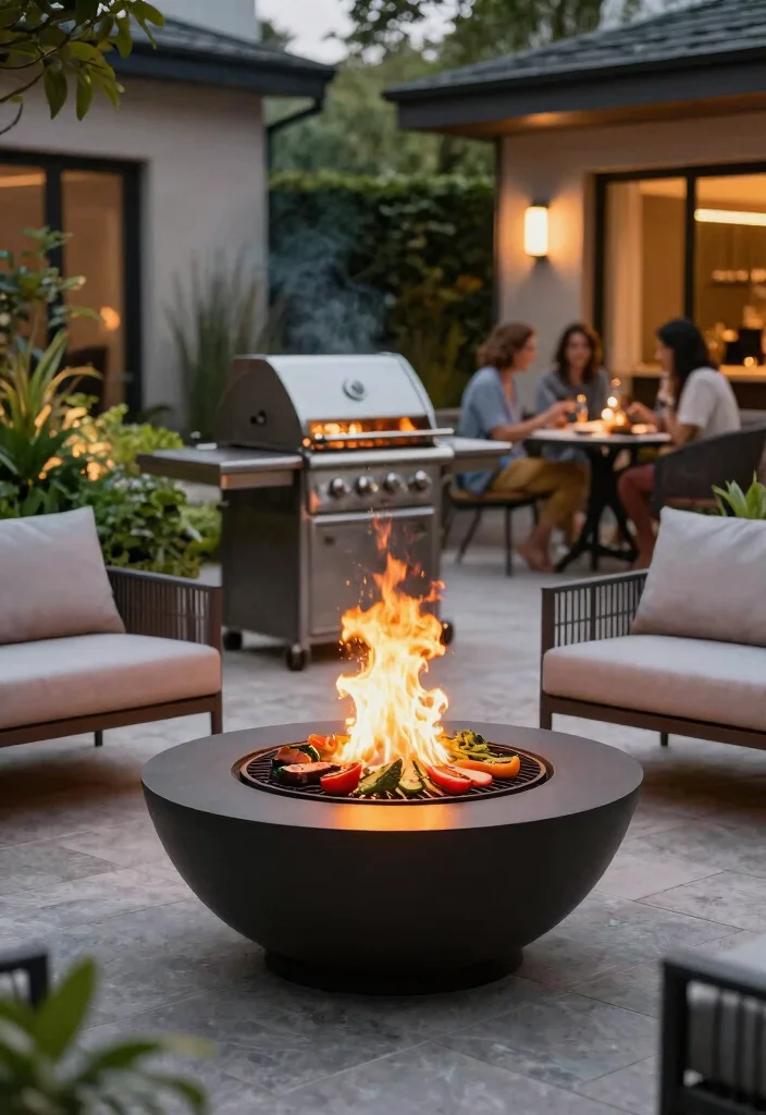 9 Functional Fire Pit Grill Ideas for BBQ Lovers 25 9 Functional Fire Pit Grill Ideas for BBQ Lovers 7. Fire Bowl with Grilling Option 0
