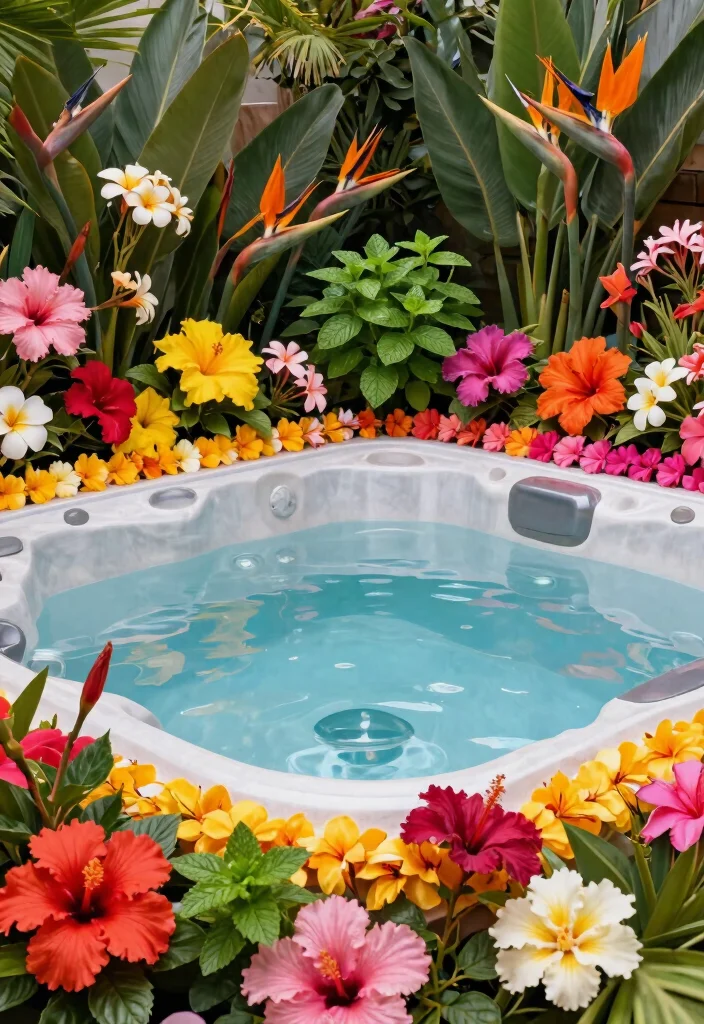 9 Lush Hot Tub Landscaping Concepts for a Secret Sanctuary 4. Exotic Flower Borders 0