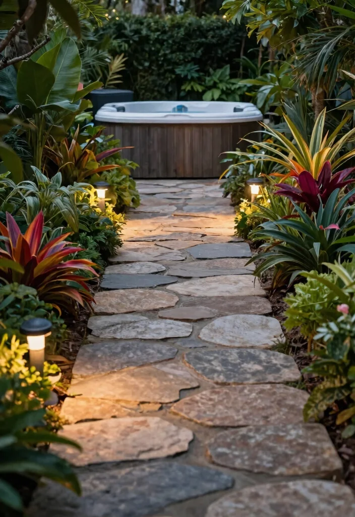 9 Lush Hot Tub Landscaping Concepts for a Secret Sanctuary 5. Natural Stone Pathways 0