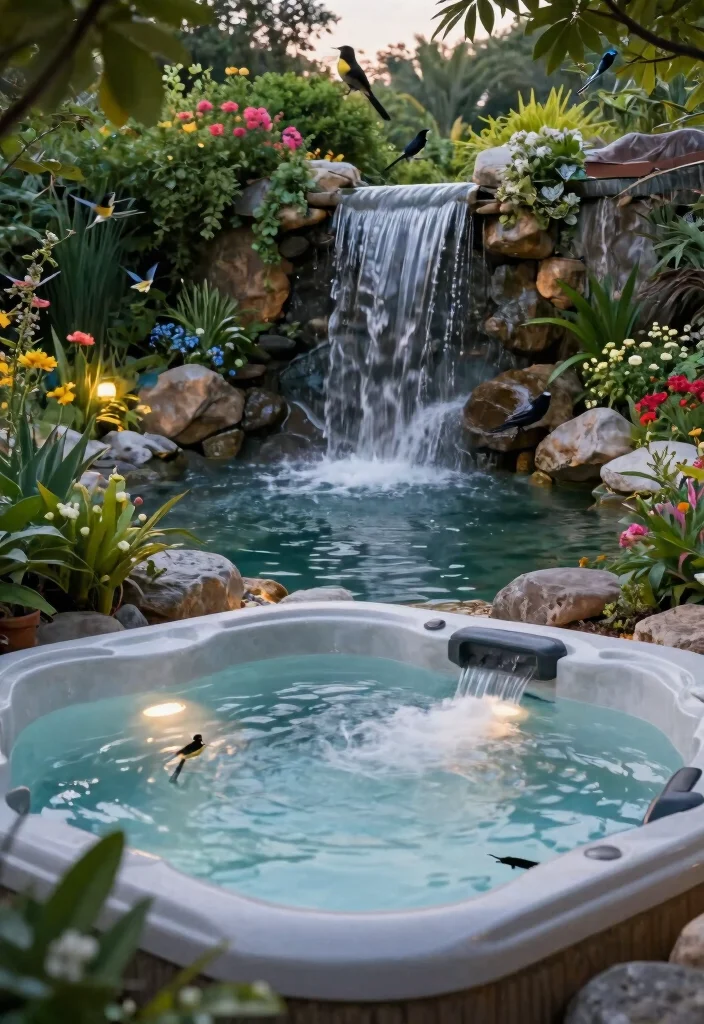 9 Lush Hot Tub Landscaping Concepts for a Secret Sanctuary 9. Water Features for Serenity 0