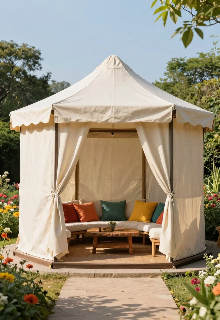 9 Practical Gazebo Enclosure Ideas for Bug Free Days 2. Roll Up Canvas Sides for Versatility 0