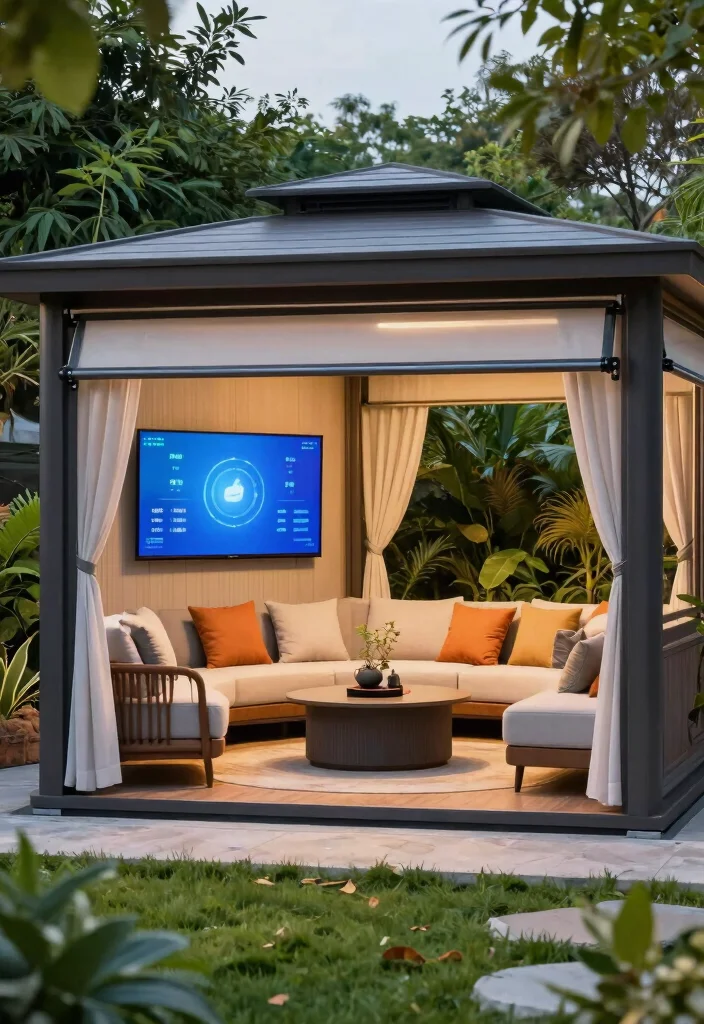 9 Practical Gazebo Enclosure Ideas for Bug Free Days 9. Smart Technology Integration 0