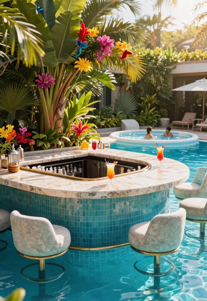 9 Seamless Swimming Pool and Hot Tub Integrated Ideas 4. Swim Up Bar 0