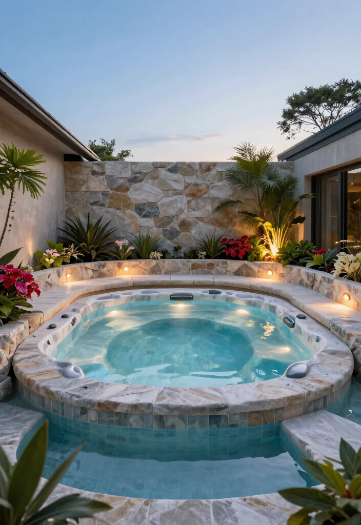 9 Seamless Swimming Pool and Hot Tub Integrated Ideas 7. Sunken Hot Tub 0