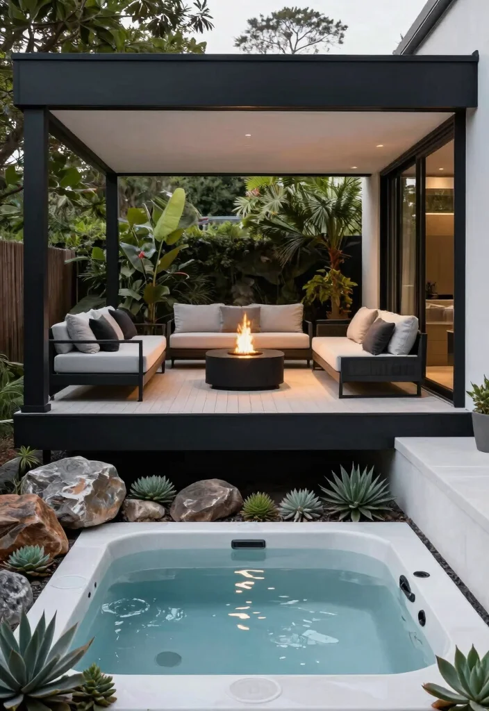 9 Stunning 2 Level Deck Ideas with Integrated Hot Tub 1 9 Stunning 2 Level Deck Ideas with Integrated Hot Tub 1. Elevated Serenity Modern Minimalist Deck 0