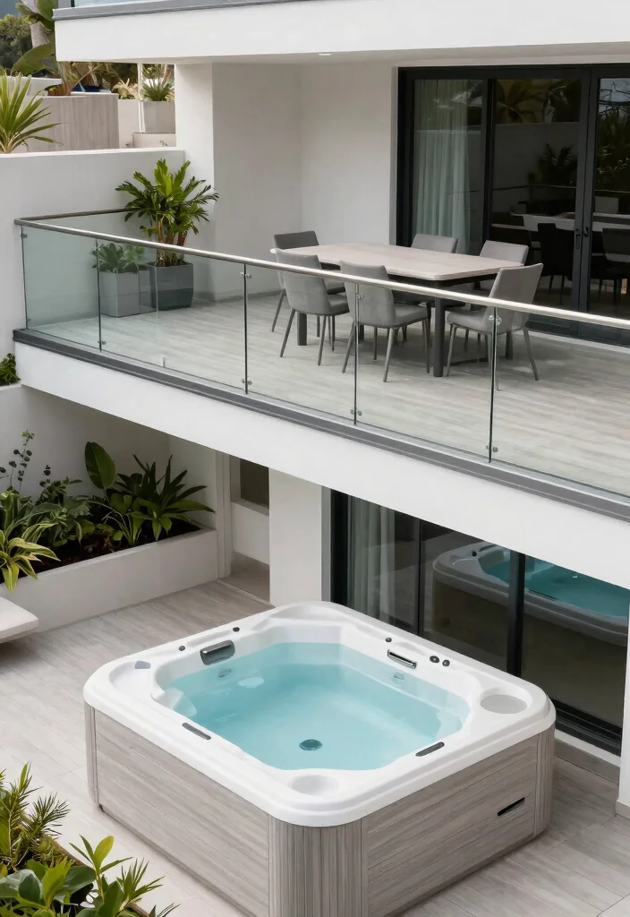9 Stunning 2 Level Deck Ideas with Integrated Hot Tub 14 9 Stunning 2 Level Deck Ideas with Integrated Hot Tub 4. Contemporary Chic Glass and Steel Deck 0