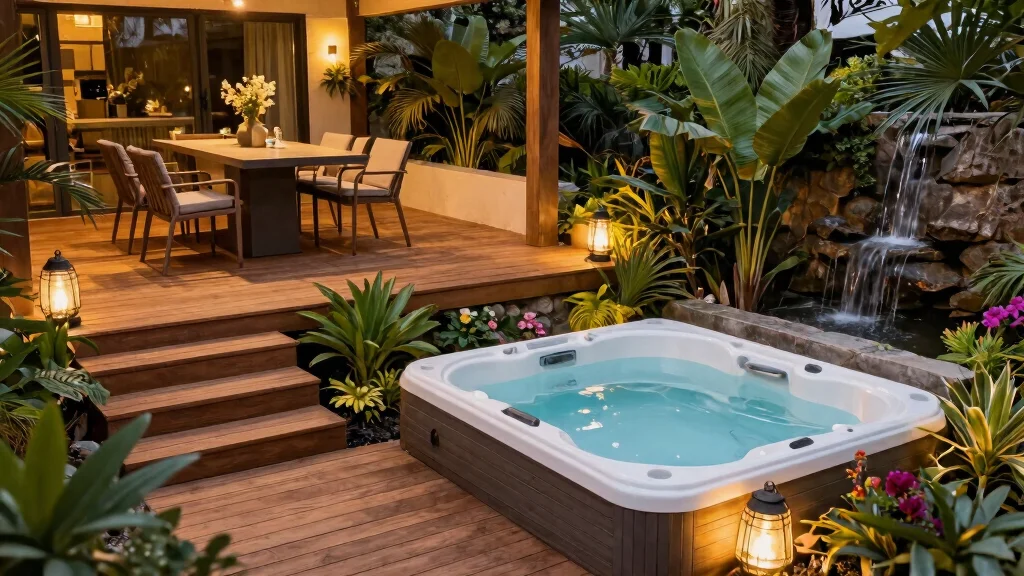 9 Stunning 2 Level Deck Ideas with Integrated Hot Tub