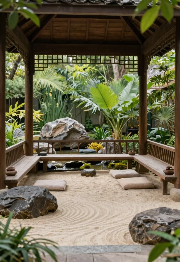 9 Stunning Gazebo Interior Ideas for an Outdoor Room 9. Zen Garden Retreat 0
