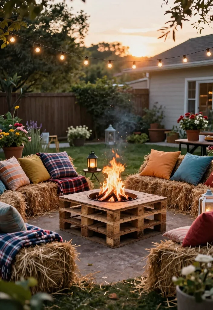 9 Timeless Rustic Fire Pit Ideas for a Farmhouse Backyard 2. Repurposed Wooden Pallet Fire Pit 0
