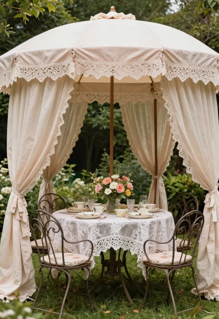 9 Versatile Backyard Canopy Gazebo Ideas for Events 5. Vintage Canopy with Lace Accents 0