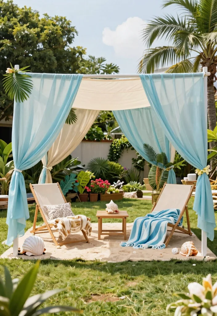 9 Versatile Backyard Canopy Gazebo Ideas for Events 6. Beach Style Canopy with Tropical Decor 0