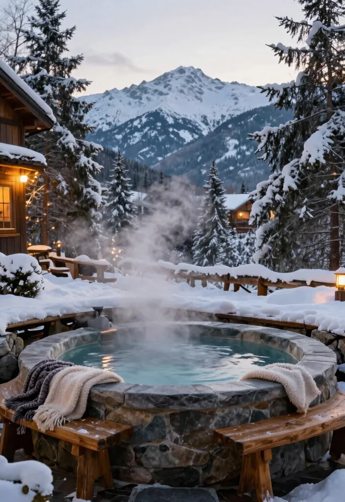 9 Warm Winter Hot Tub Ideas for Soaking in the Snow 1. Mountain Lodge Retreat 0