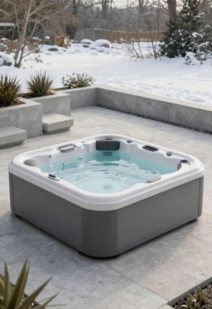 9 Warm Winter Hot Tub Ideas for Soaking in the Snow 7. Modern Minimalist Design 0
