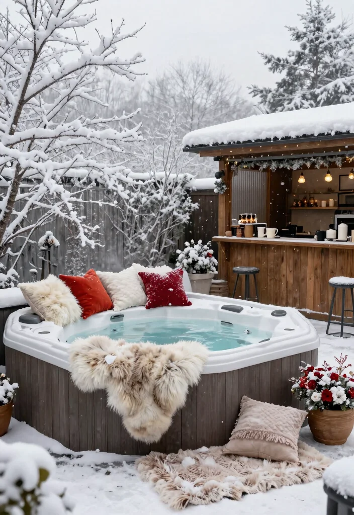 9 Warm Winter Hot Tub Ideas for Soaking in the Snow 8. Snow Covered Paradise 0