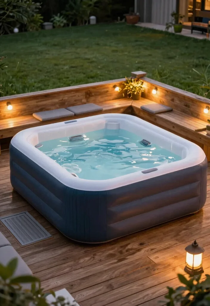 11 Best DIY Inflatable Hot Tub Surround Ideas to Try 3. Cozy Decking Area